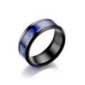 Polished black titanium steel ring for men featuring a striking blue galaxy resin inlay - Size 7 / Black Blue Starry Sky