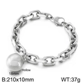 Silver stainless steel chain bracelet featuring a large 18mm hollow spherical pendant - Steel / 210x10mm / With 18mm Hollow Ball (KB155288-Z)