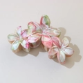 Floral ABS hair claw clip with pink and green marble texture for women's updos - #14abs Orange - Three Flowers / Bulk (No Packaging)