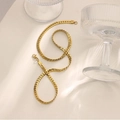 Platte vergulde gourmetketting met karabijnsluiting op beige achtergrond - 18K goud / 55cm / Goud