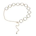 Elegant gold metal waist chain with hollow rings and adjustable extension chain for women - Gold Smooth Hoop