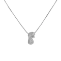 Silver letter F balloon pendant necklace with cubic zirconia pave in box chain - Letter F / Silver
