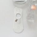 White cotton boat socks for women featuring cute brown rabbit embroidery and anti-slip grip - Brown Rabbit