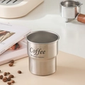 Silver stainless steel coffee cup with black text lettering for outdoor camping - Single Cup / Steel Color