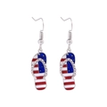 Zinc alloy flip-flop earrings with American flag enamel and rhinestones on white base - Style 58-Star and Stripes Rhinestone Flip Flops Earrings