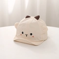 Détail de la casquette bébé à bord souple avec broderie animale et oreilles en 3D - 48cm (6 Mois-2 Ans) / Casquette plate / Chien Beige