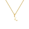 Golden titanium steel necklace with letter X pendant and small heart on box chain - Letter X (XL-82-4)