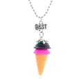 Kinderkette mit buntem Harz-Eiswaffel-Anhänger und graviertem BEST-Metallplättchen - Best Stil / bunt