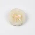 Creamy beige plush powder puff with decorative satin bow for body and loose powder - No Packaging / Beige