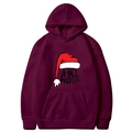 Burgunderroter Weihnachts-Hoodie mit Weihnachtsmütze und HO HO HO Print für Damen und Herren - Burgunderrot