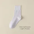 Dames middelhoge sokken van zuiver katoen in lichte paarse kleur, comfortabel voor dagelijks. - Crew sokken / Lichtpaars