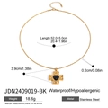Tableau des tailles détaillé du collier croix en acier doré avec pendentif cœur - Or avec Coeur Noir