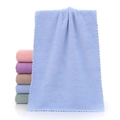 Plush coral fleece towels in multiple pastel colors featuring scalloped wavy edges - Coral Fleece Blue (Towel)