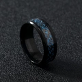 Men's black stainless steel ring with blue carbon fiber inlay and celtic dragon pattern - US 9 / Black and Light Blue