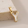18K gold plated letter Y pendant with white shell inlay for personalized jewelry - Letter Y(KP115537-K)