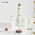 Nordic white plush Christmas tree with gold sequins and wood base, 31cm height - Size 10