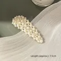 Elegant ivory pearl hair clip in woven mesh style, size 7.5cm for women's hairstyling - Mixed Sized Pearls Waterdrop Clip