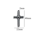 Gunmetal cross pendant in minimalist stainless steel finish, size 40mm by 22mm - Style 17/Gun Grey