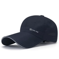 Navy blue breathable mesh baseball cap with reflective logo and quick-dry material - Navy Blue
