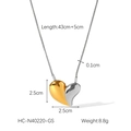 Detailed size chart of dual-tone gold and silver heart necklace with product measurements - Gold and Silver Bicolor Heart Style (HC-N40220-GS)