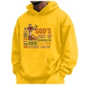 Hellgelber Fleece-Kapuzenpullover mit herbstlichem Kreuzdruck und Kängurutasche - S / Autumn is God's Way Druck / Gelb