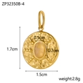 Vintage golden round geometric charm with a yellow translucent natural stone inlay - Yellow