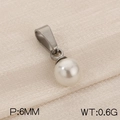 Ciondolo con perla bianca da 6mm e gancio in acciaio al titanio, peso di 0,6g - Stile Color Acciaio (KP120451-Z)