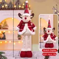 Renne de Noël télescopique avec chapeau à carreaux rouges et jambes ajustables - Medium 60CM Renne Télescopique