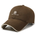 Vintage dark brown baseball cap with white embroidery and contrast beige brim edge - One Size(Adjustable) / Coffee