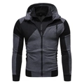 Herren Slim Fit Kapuzenpullover mit schwarz-grauem Colorblocking und Reißverschluss - M / Dunkelgrau