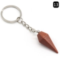 Conical goldstone crystal keychain with shimmering brown hexagonal stone and silver ring - Gold Sandstone