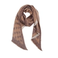 Detailed view of brown polka dot patterned thick scarf with soft tassel trim fringe - Dot Coffee Brown