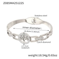 Brazalete de acero inoxidable plateado con colgante árbol de la vida y circonitas - Estilo Árbol de la Vida (Z085) / Color Acero