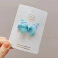 Handmade gradient blue-green butterfly hair clip with rhinestones for girls' summer hair styling - Floral Green