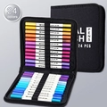 Lot de 24 marqueurs aquarelle à double pointe avec pochette de transport noire zippée - 24 Couleurs Corps Blanc avec Sac CD