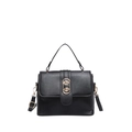 Borsa a mano minimalista nera da donna con eleganti dettagli dorati e tracolla regolabile - Nero
