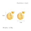Golden shell-shaped stainless steel C-type earrings featuring 12mm size and 3.56g weight - Gold Style (LE3525)