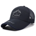 Navy blue breathable mesh baseball cap with mountain embroidery for outdoor sun protection - Adjustable / Navy Blue