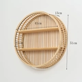 Étagère murale circulaire en bambou tressé naturel avec deux niveaux de rangement - Étagère Murale Décorative en Bambou 50CM