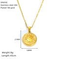 Detailed view of sun eye gold pendant dimensions and stainless steel necklace specs - Sun Eye Round Style (SP603G)
