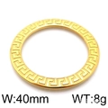 Dettaglio dell'anello 40mm in acciaio titanio dorato con motivo greco inciso, peso 8g - Stile Chiave Greca Oro (KLJ5966-Z) / 40mm