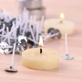 DIY candle making kit featuring cotton wicks with metal sustainers on wood surface - 4.5CM