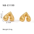 Detail of 18K gold-plated hammered heart earrings with dimensions and weight info - 18K Gold / Gold Hammered Heart Style (NB-E1199-G)