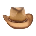 Classic western cowboy hat in brown gradient woven material with rhinestone band - One Size / Beige Coffee (Middle Rhinestone)