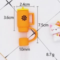 Orange cup shaped 10mm Halloween straw cover with black flower and size dimensions - Orange Cup / Bagged without Straw