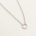 Collar de cadena de clip en plata de ley S925 con cierre de palanca de junta tórica - Platino (Cadena de Cruz Larga)