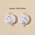 Baroque style faux pearl connector for DIY jewelry with silver dual-holed loops - 5# Flat Round (18x25mm) / Steel