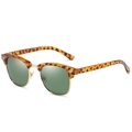 Retro Halbrand-Sonnenbrille mit Gestell in Schildpatt-Optik und goldenen Metallakzenten - Leopardenmuster Gold G15 Dunkelgrün Polarisiert C16