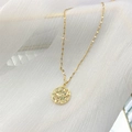 18k vergulde ketting met evil eye medaillon hanger en kleurrijke zirkoon kristallen - Rond Boze Oog