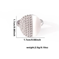 Silver-tone tarnish-proof steel ring with textured dot and polished flat surface design - Tyr0493 / Adjustable Open